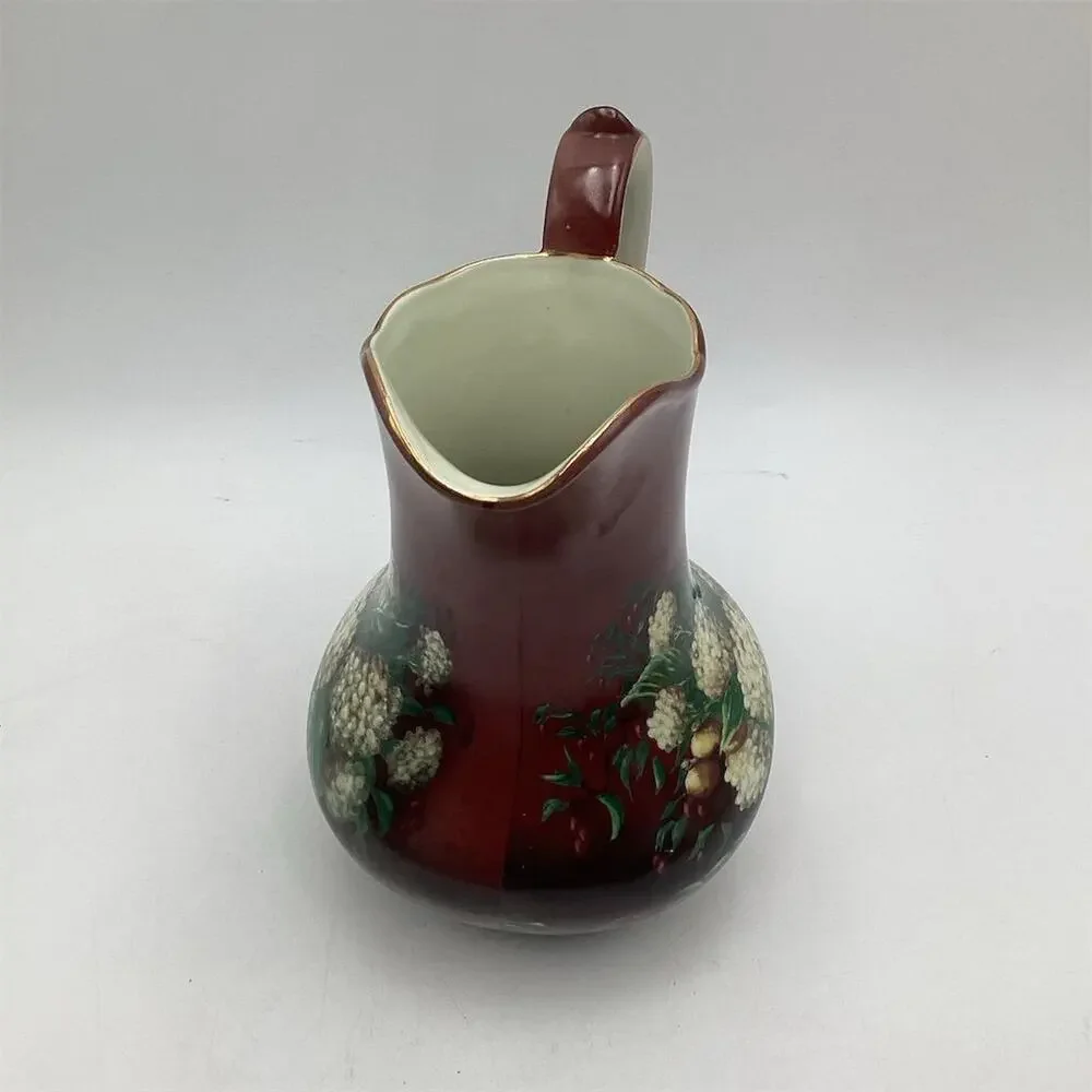 VTG Lisa White Arts Hydrangea Collection Ceramic Pitcher Vase 10